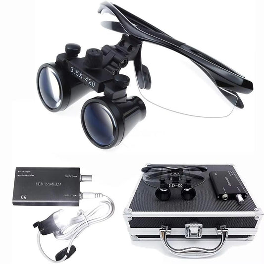 2.5X/3.5X Dental LED Headlight Magnifier Medical Binocular Magnifier