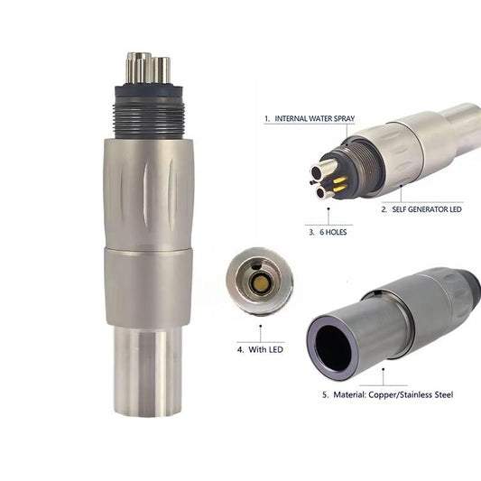 Dental Quick Coupler Connector 2/4/6 Holes Electric LED Self Generating Fiber Optic for Air Turbine