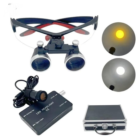 Dental Loupes 2.5/3.5x Laboratory Medical Magnification Binocular Loupe Headlight Headlight 5w Metal Box Packaging
