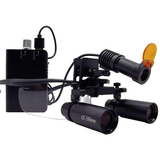 Dental 6x Portable Electric Magnifier with 3W LED Headlight Filter for Dental Medical Surgery