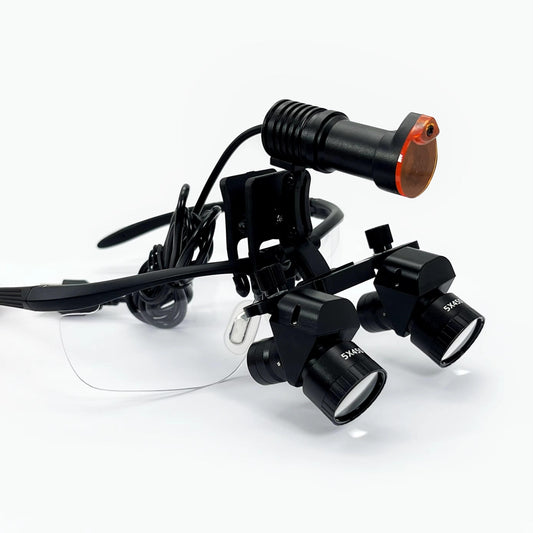 45 Degree Glass Oral Headlight 4X 5X 6X Dental Binocular Magnifying Loupes 5W Surgery Medical Glass Headlamp 300-600mm