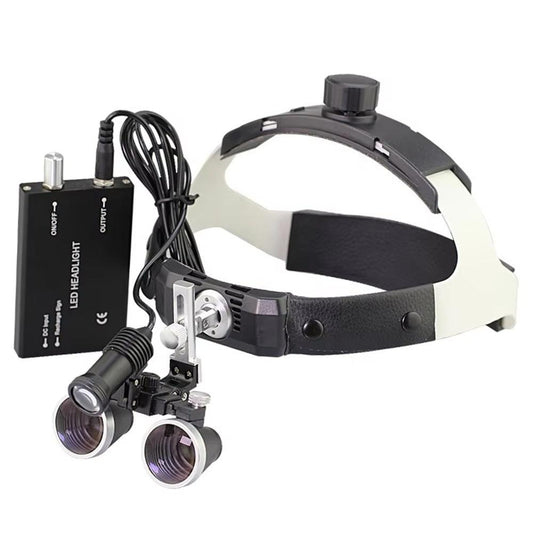 Dental Magnifying Lens Light, Surgical Laboratory Medical Magnifying Glass Binocular Head Mounted Magnifying Glass Spotlight 5W