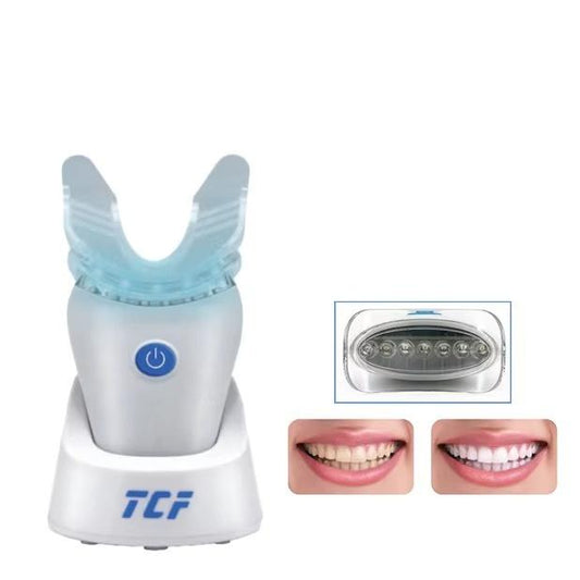 Handheld Home Use Dental Light with 7 Blue LEDs Teeth Bleaching Device Equipped with Wireless Charging Base