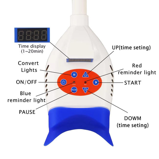High Quality Portable LED Blue Light Teeth Whitening Lamp Rotating Arm Mobile Whitening Machine Made of Durable Plastic