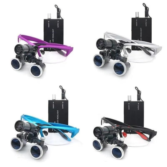 Dental Magnifying Glass 2.5/3.5 Times Laboratory Medical Magnifying Glass Binocular Magnifying Lens Light 5W