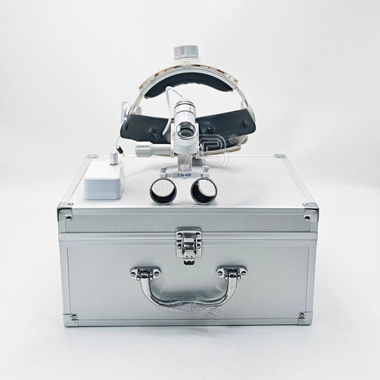 Electric 2.5x 3.5x Dental Head Mounted Binocular Magnifier Otolaryngology Surgical Aesthetics L Type Headlight