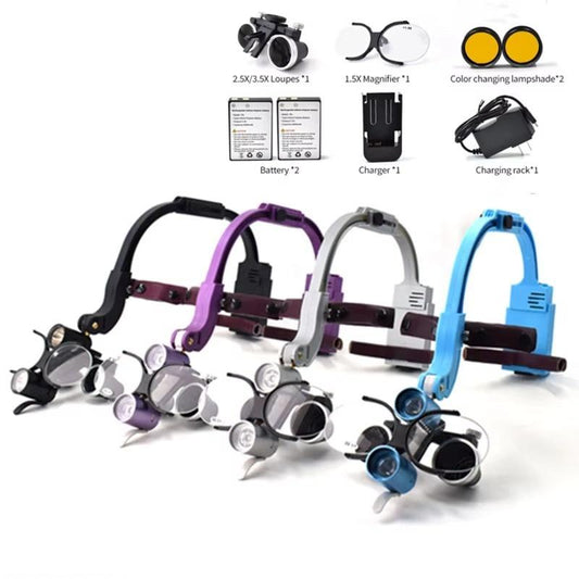 2.5X+3.5X/Set Dental Binocular Magnifier Equipment 5W Focusing LED Light Dentist LED Headlight Dental Loupes