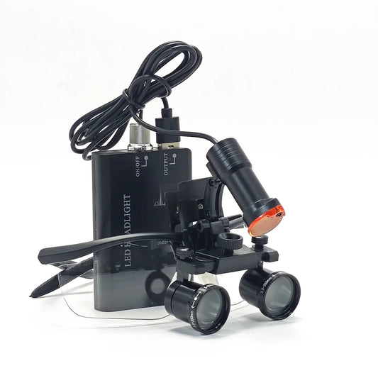 Adjustable 2.5x 3.5x Portable 5W LED Dental Surgical Magnifier Electric Power Source Working Distance 350-600mm