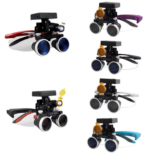 2.5X/3.5X 420 Medical Magnifier Magnification Binocular 5W Headlight Wireless LED Light Filter Cloth Case Dental Loupes