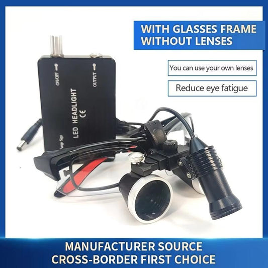 Aluminum Box Dental 2.5X/3.5X Binocular Magnifying Loupes 5W Surgery Medical Headlamp Available for Myopia Glasses Wearers
