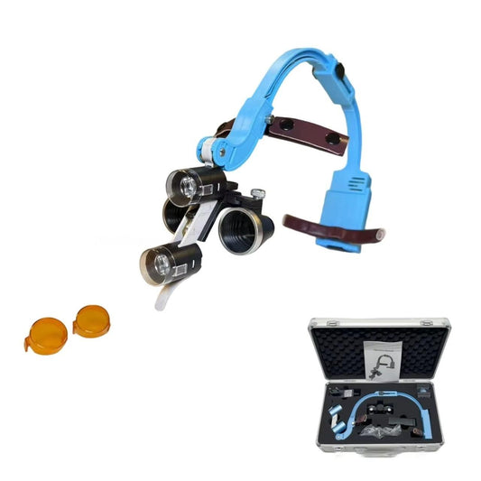 Dental Shadowless Lamp 2.5X 3.5X Head Mounted Magnifier Adjustable Dust Cover Oral Examination Light ENT Department