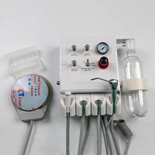 Dental Wall Mount Turbine 2/ 4 Hole Hanging Type Portable Unit With 4 Holder 3 Way Syringe Weak Suction