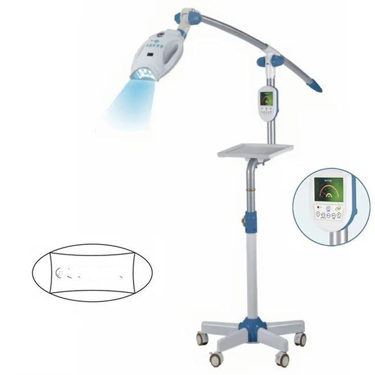 Mobile Floor-Standing Dental Whitening Lamp with Tray - Blue Red Light Teeth Bleaching Device for Beauty Salons Oral Care