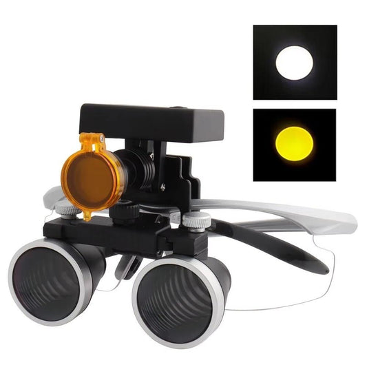 2.5X/3.5X 420 Medical Magnifier Magnification Binocular 5W Headlight Wireless LED Light Filter Cloth Case Dental Loupes