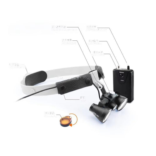 New 2.5X 3.5X Dental ENT Surgery Medical Binocular Magnifier with Light and Yellow-Orange Filters