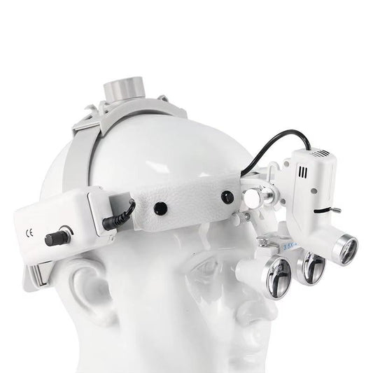 2.5/3.5X 5W Lamp Headband Ajustable Dentist Surgical Headlamp Working Distance 320mm-420mm Dental LED Headlight Binocular Loupes