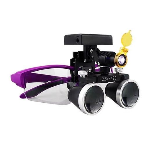 2.5X/3.5X 420 Medical Magnifier Magnification Binocular 5W Headlight Wireless LED Light Filter Cloth Case Dental Loupes