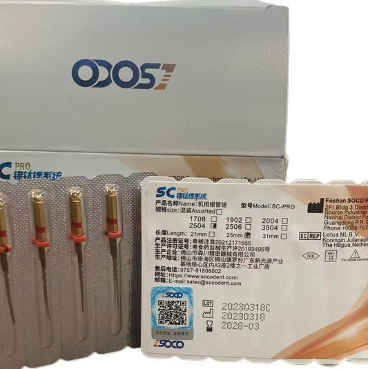SOCO-PRO 6Pcs/Box Heat-Treated Nickel Titanium Root Canal Instruments Superior Rotary Files Endodontics Super Cutting Force