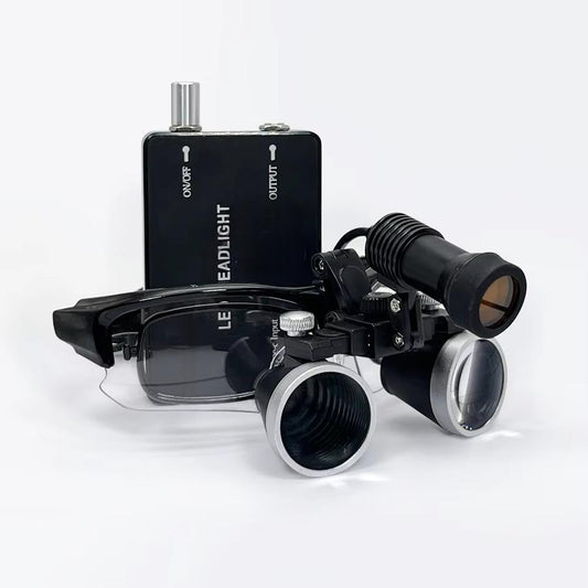 Aluminum Box Dental 2.5X/3.5X Binocular Magnifying Loupes 5W Surgery Medical Headlamp Available for Myopia Glasses Wearers