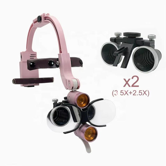 2.5X+3.5X/Set Dental Binocular Magnifier Equipment 5W Focusing LED Light Dentist LED Headlight Dental Loupes