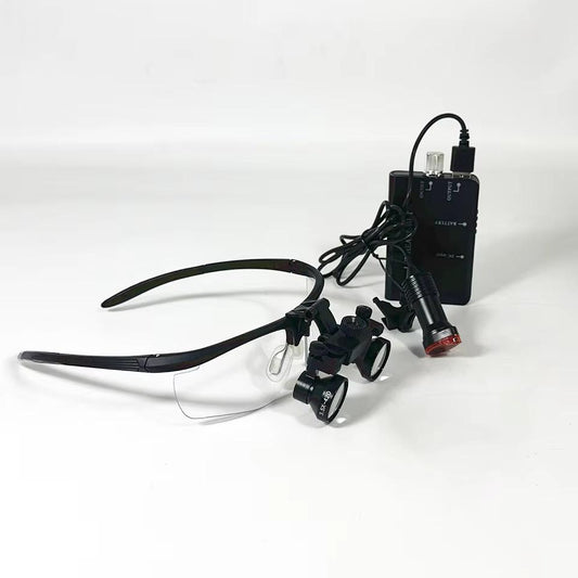 Electric 2.5x 3.5x Magnifier with 5W Headlight Dental Galasses Loupe for Surgical Examination Working Distance 320-420mm