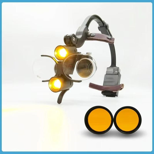Binocular Magnifier 2.5X/3.5X Headband Adjustable Dentist Surgical Headlamp Dental Surgical Magnifier