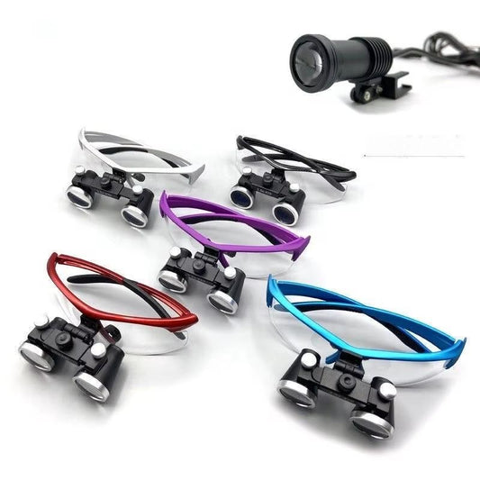 Dental Magnifying Glass 2.5/3.5 Times Laboratory Medical Magnifying Glass Binocular Magnifying Lens Light 5W