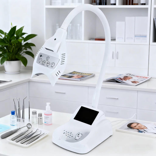 Desktop Portable Dental Whitening Lamp with 4 LEDs - Mobile Blue Light Bleaching Device with Mirror Cold Light Teeth Whitening