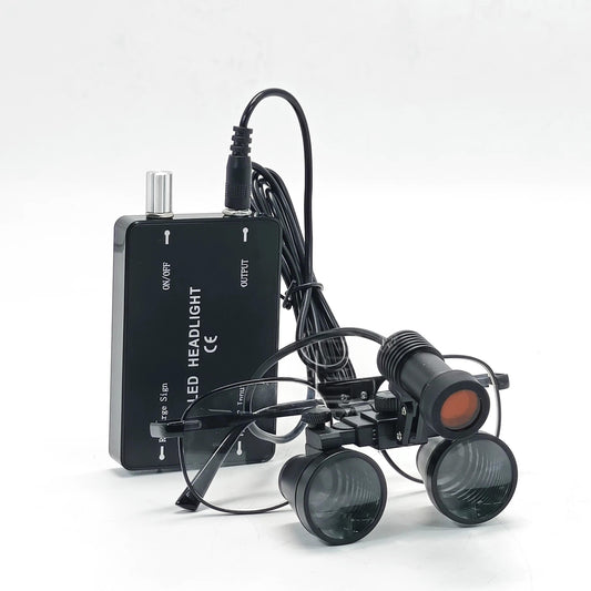 2.5x LED Illuminated Dental Loupe with Adjustable Inspection Light Yellow Filter Electric Power Source Medical Surgical Tool