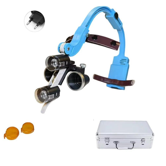Aobol A-22 Portable Dental Equipment Binocular Magnifier 4X/5X/6X Loupe Dust Cover Adjustable Surgical Headlight Electric Power